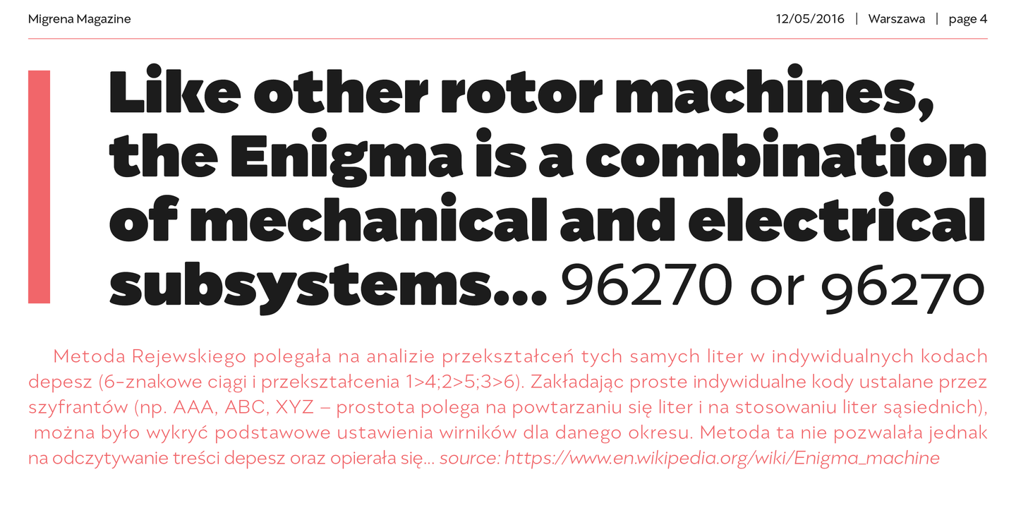 Przykładowa czcionka Migrena Grotesque #5